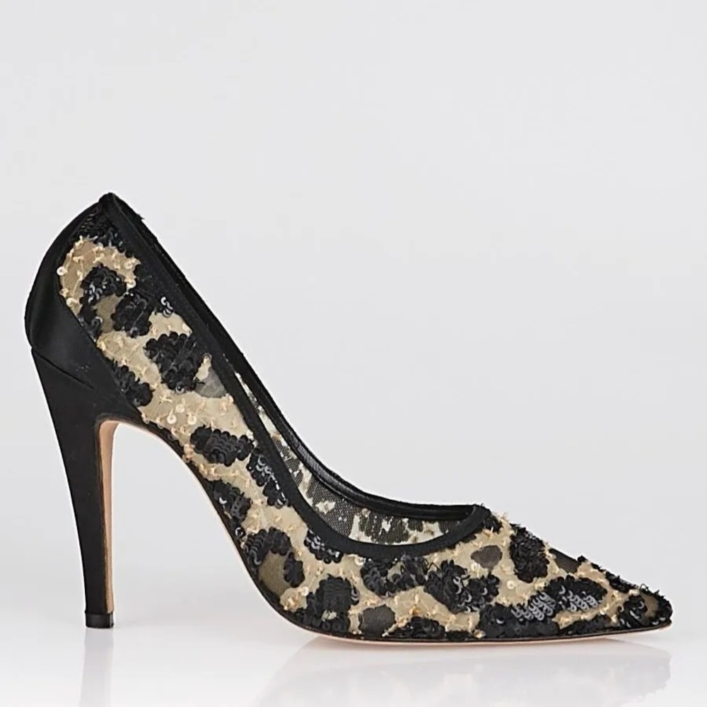 Manolo Blahnik Leopard Print Sequin Pumps 41